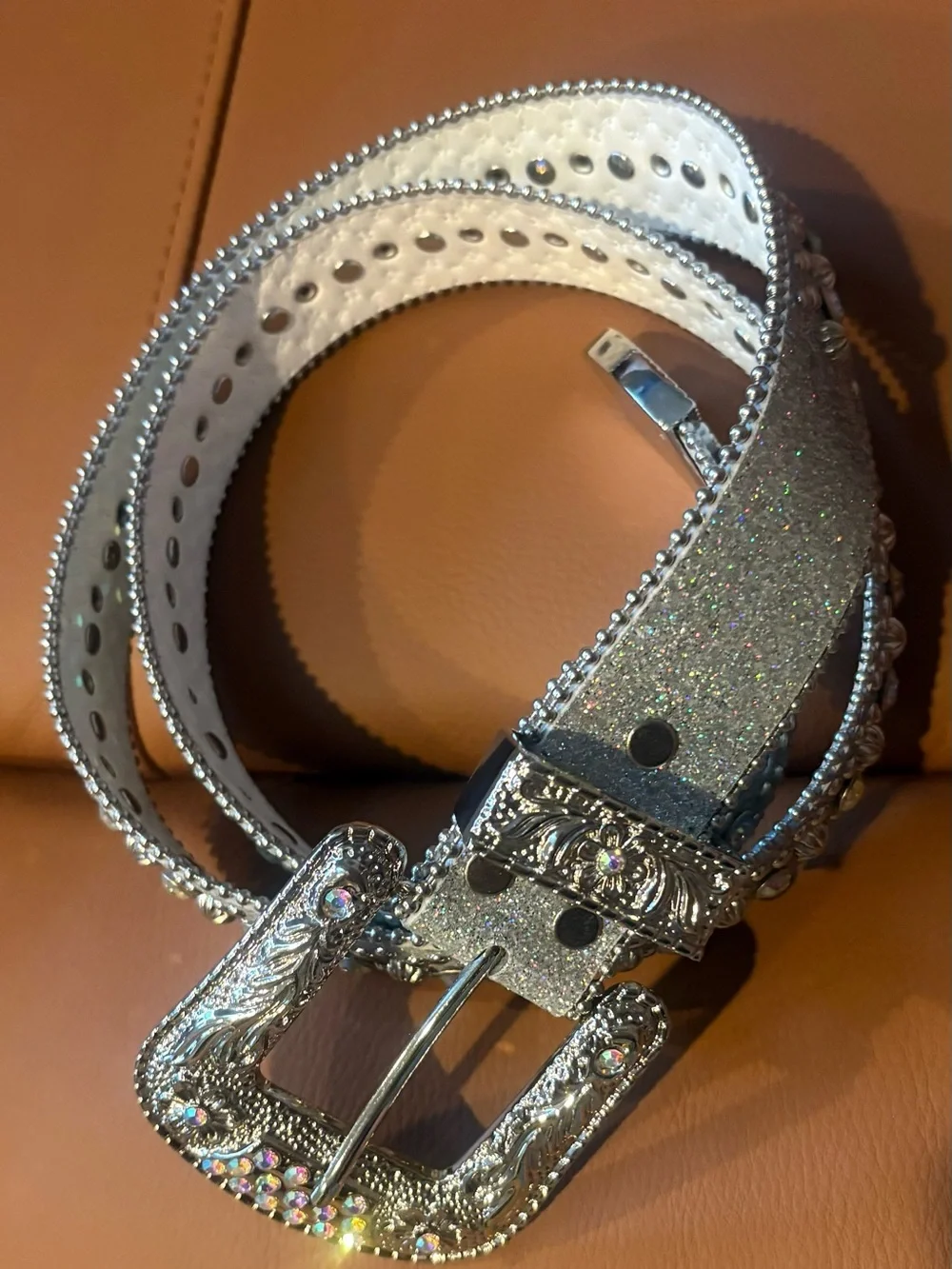 Silver Rhinestone Western Belt Bling Cowgirl Glam Festival Rodeo
